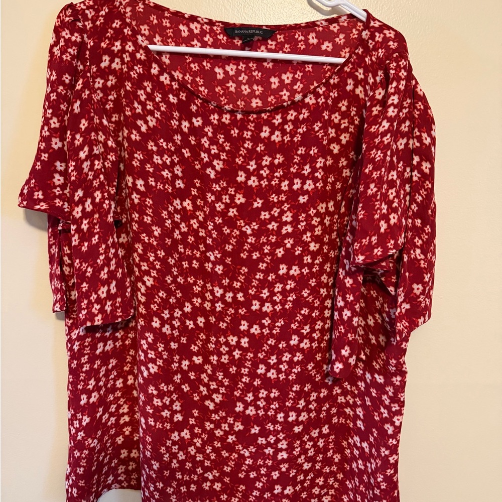 Banana Republic Red Floral Blouse